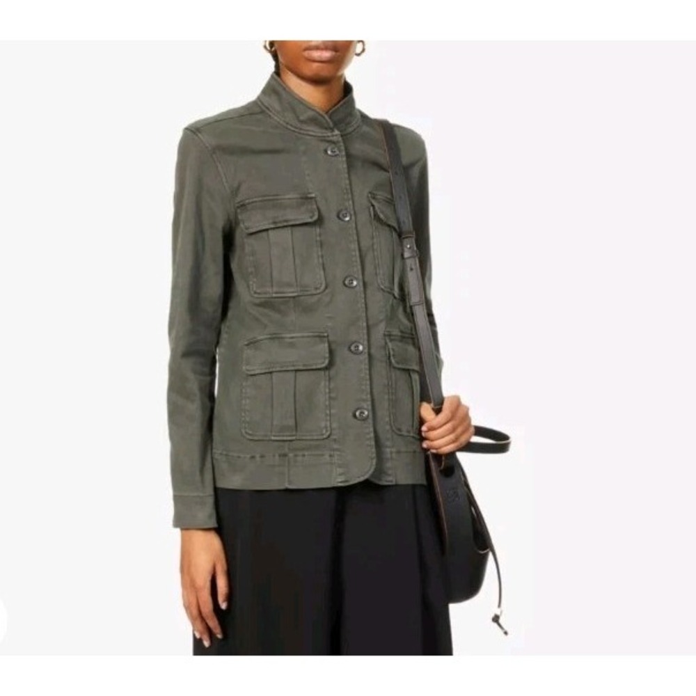 Rails Women Olive Green Cotton Utility Field Jacket Military Four Pocket Large